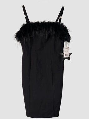 Stella 88 NWT Girls Black Feather Trim Dress Size L Party Holiday Formal